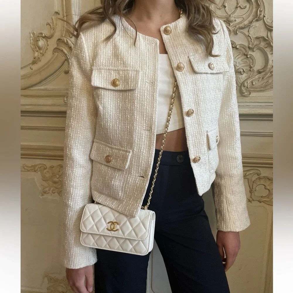 H&M Cream Textured Jacket - Picture 1 of 4